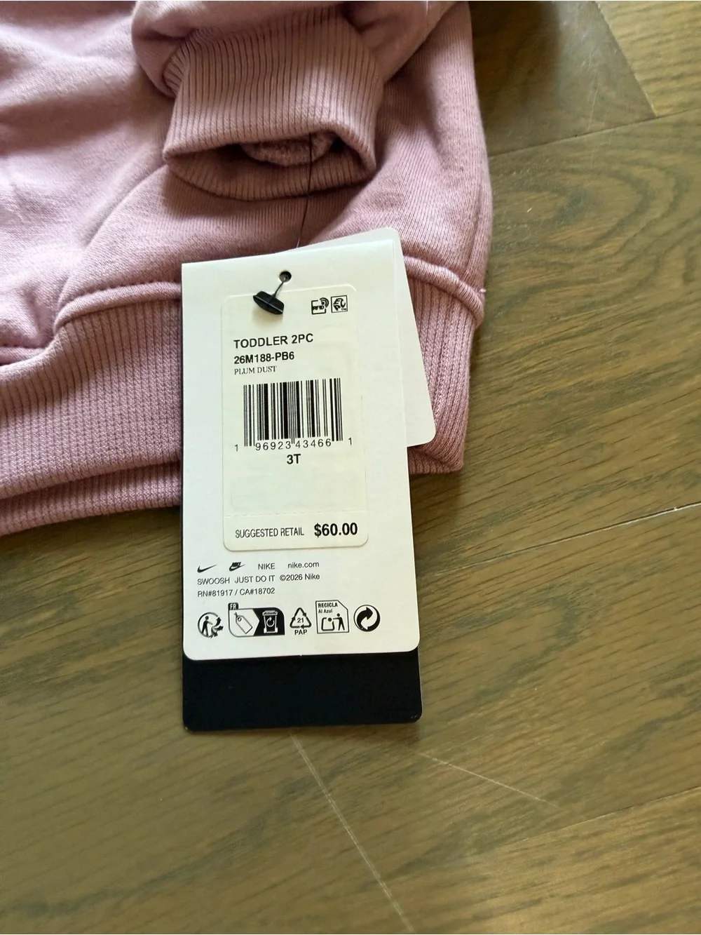 NWT Nike Toddler Mauve Pink Sweatshirt and Joggers Set size 3T